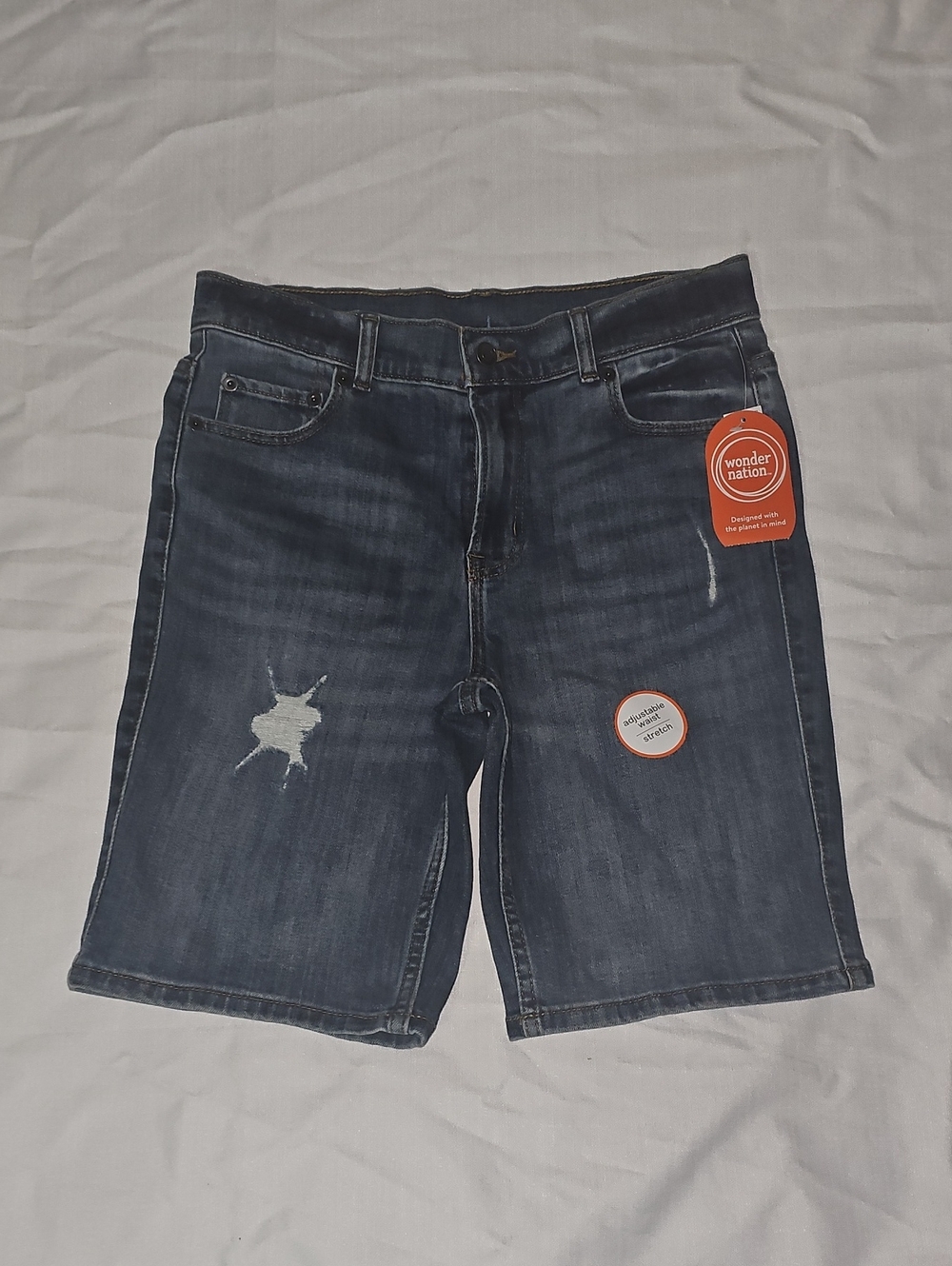 Wonder Nation Boys Size 16 Adjustable Waist Denim Shorts, New